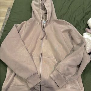 Light Brown Aritzia Zip-Up Hoodie